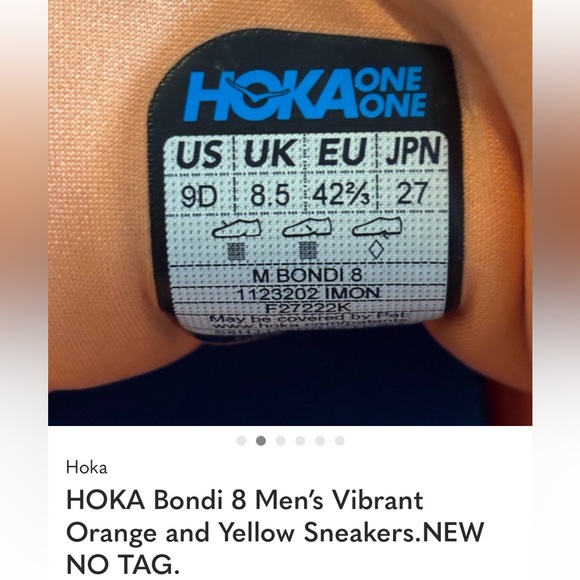 Hoka Vibrant Orange Athletic Sneakers NEW NO TAG - Picture 7 of 7